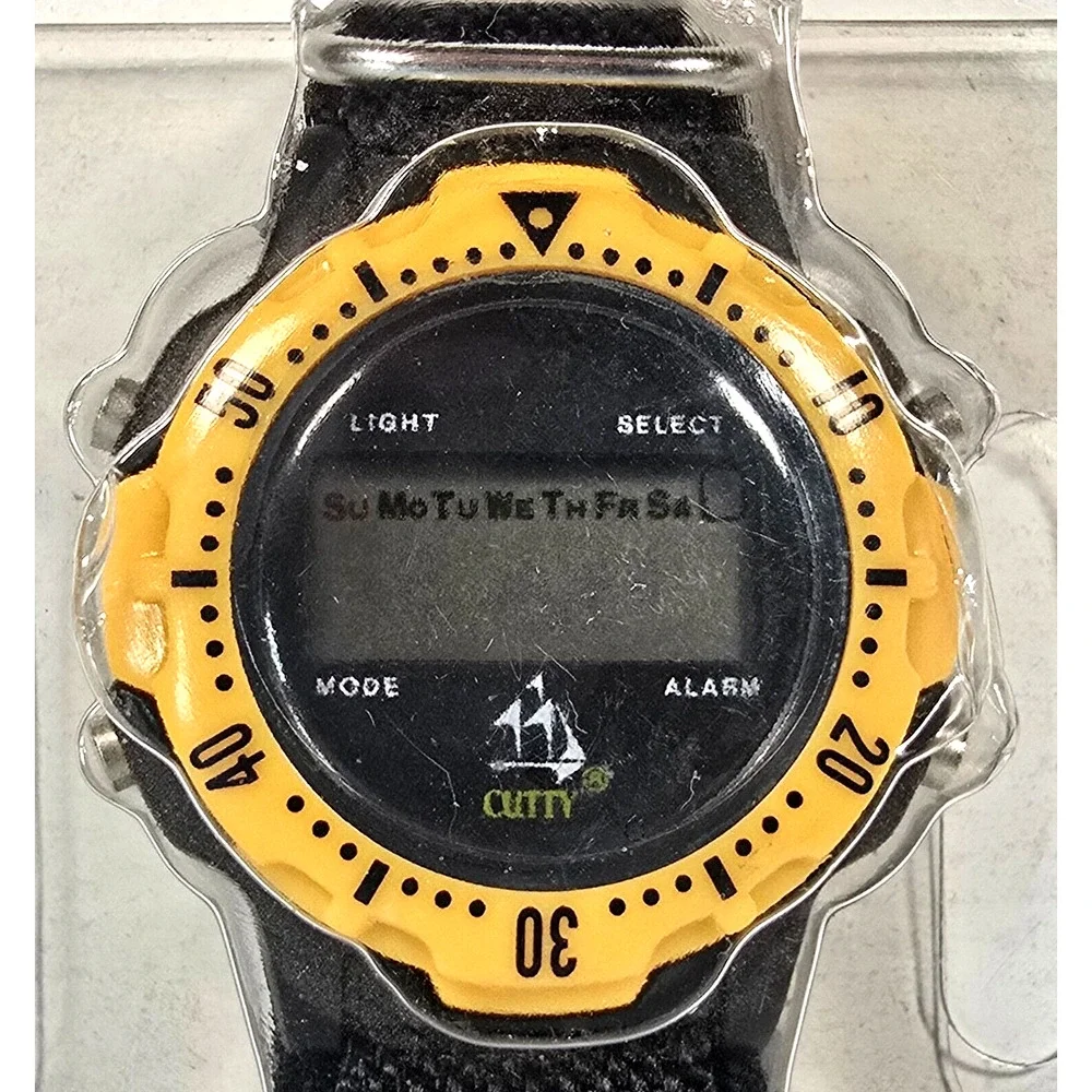 Cutty Sark Digital Watch Black And Yellow With Sailboat Logo, New